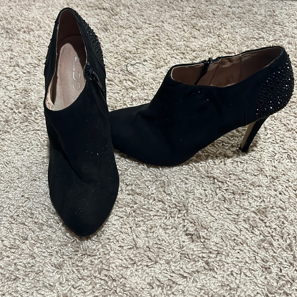 Aldo Black Sparkle Heel Booties